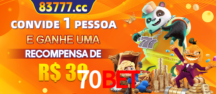 Banner institucional da 70BET sobre parceria de marcas e criação de uma marca de excelência, apresentando os mascotes de jogos populares como o Fortune Tiger.